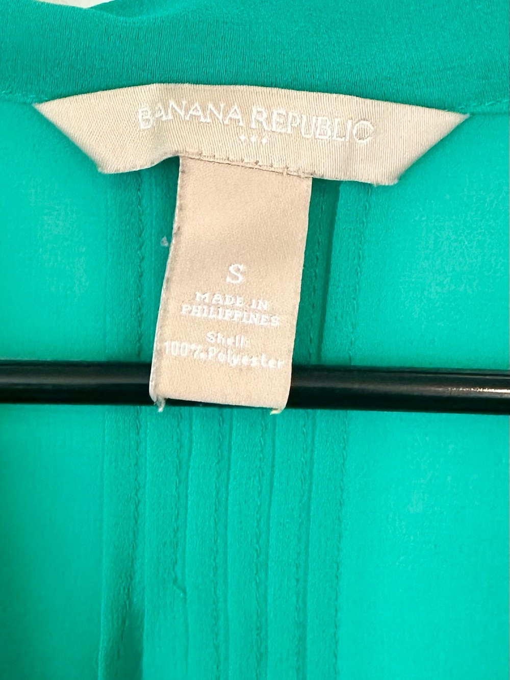 Banana Republic Emerald Green Tie-Neck Blouse - Size: Small - Picture 3 of 8